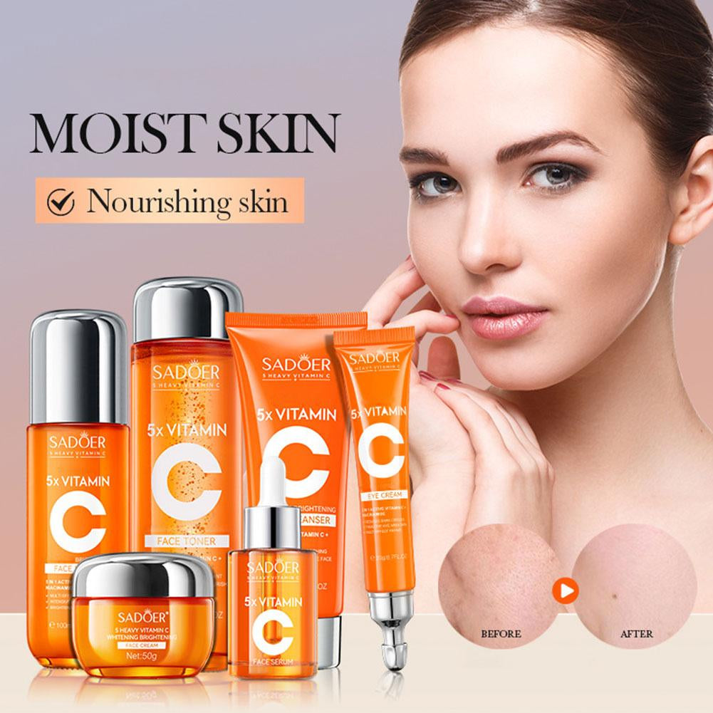 5x Vitamin C Skin Care Product Set Deep Hydration Moisturizing Nourish Fade Fine Lines Anti-aging Smooth Korean Skincare