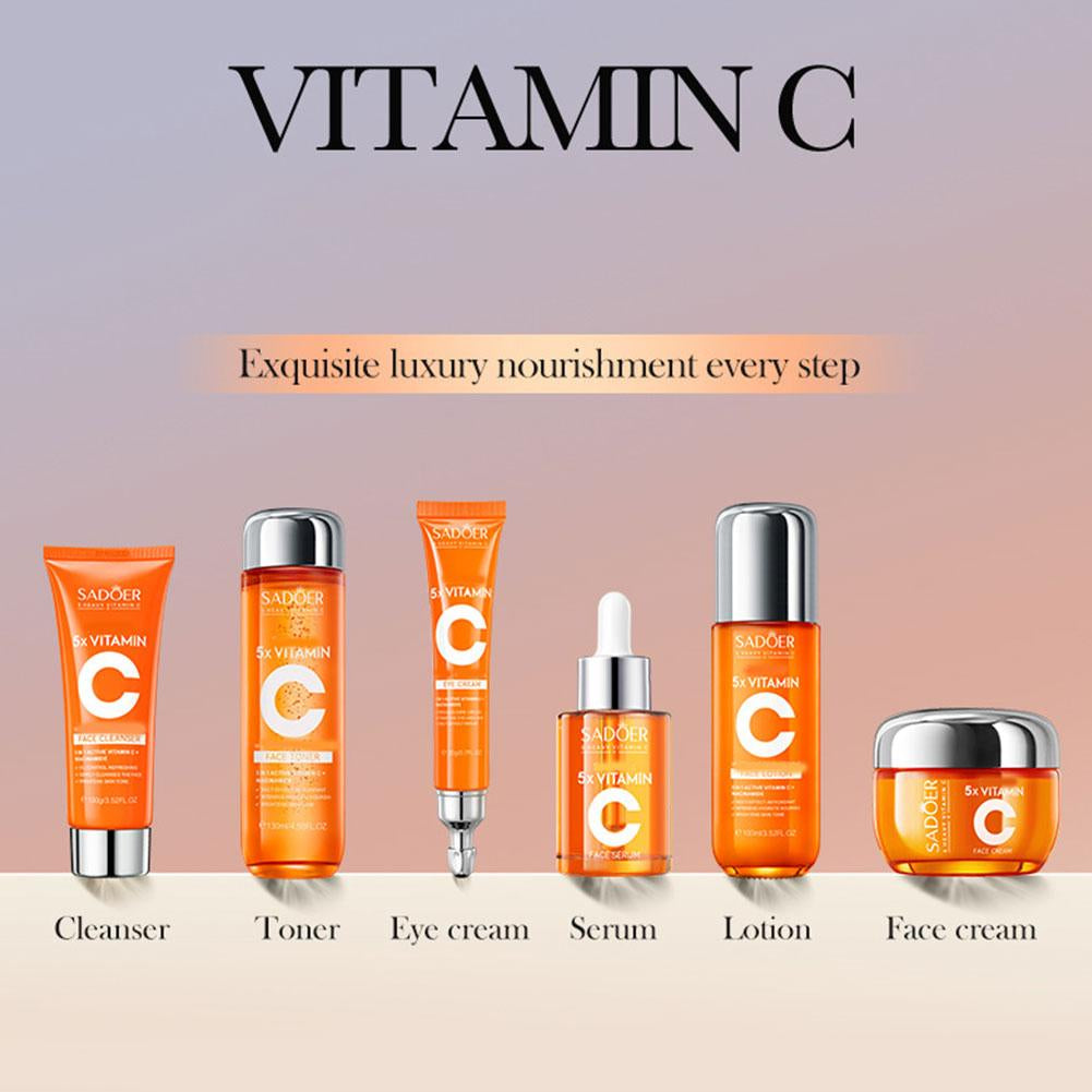 5x Vitamin C Skin Care Product Set Deep Hydration Moisturizing Nourish Fade Fine Lines Anti-aging Smooth Korean Skincare