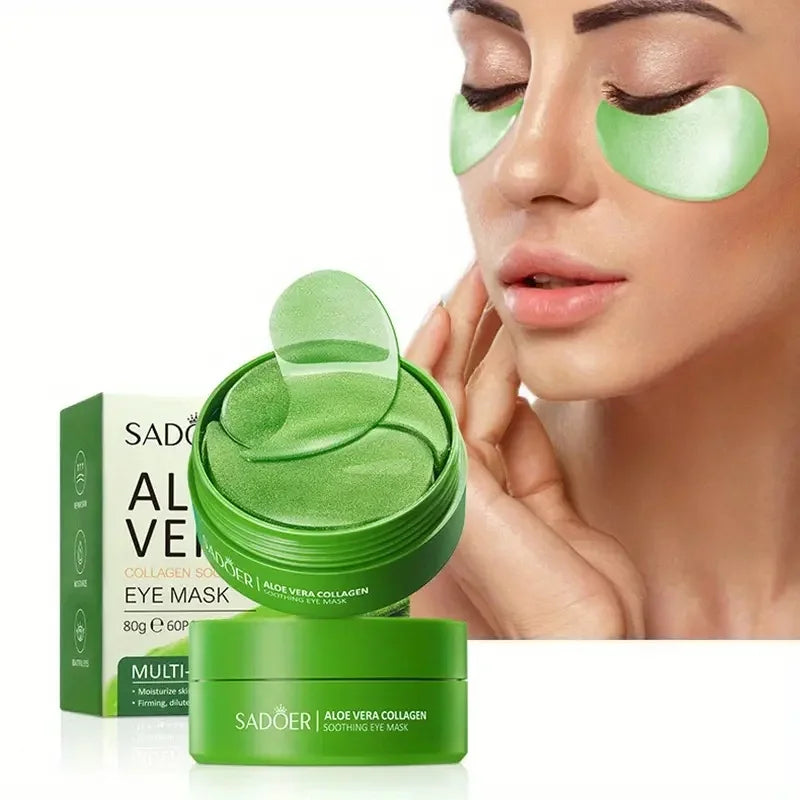 Aloe Vera Collagen Eye Mask - Hypoallergenic Alcohol-Free, Moisturizing Skin, Bright and Transparent Eye Mask Patches, Suitable for All Skin