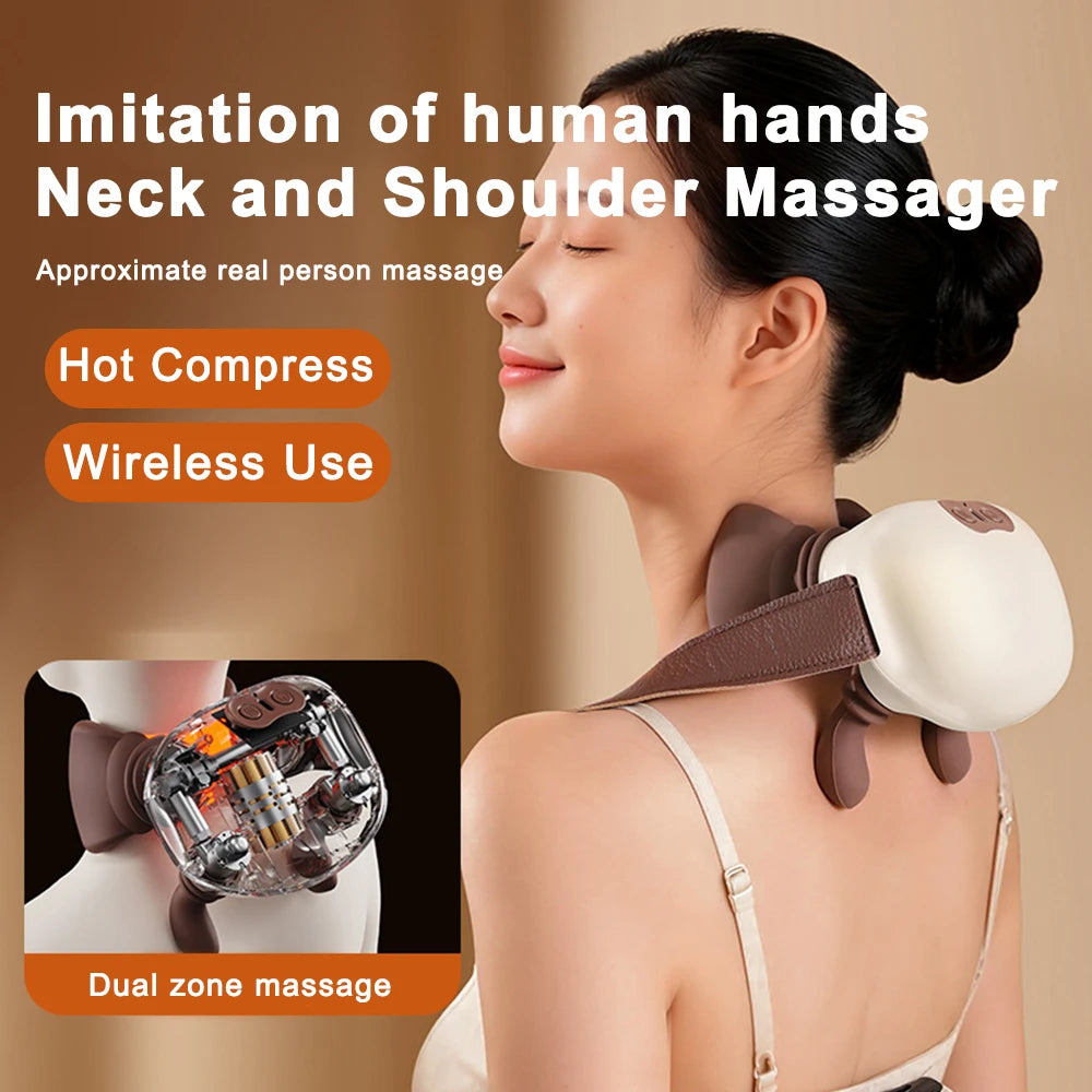 Neck Shoulder Massager Kneading Shiatsu Massager Shawl Kneading Spine Back Muscle Relaxer Trapezius Neck and Shoulder Massage