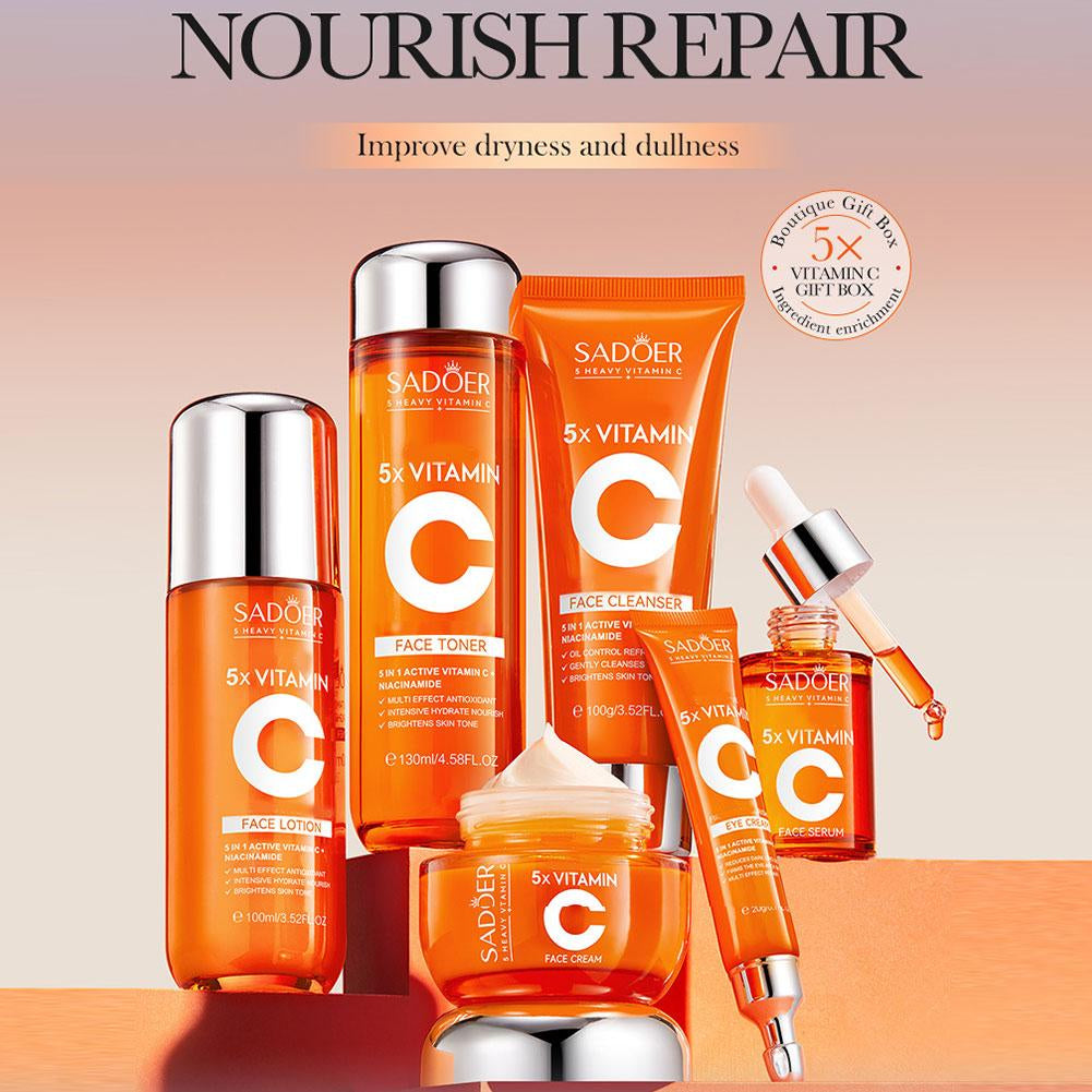 5x Vitamin C Skin Care Product Set Deep Hydration Moisturizing Nourish Fade Fine Lines Anti-aging Smooth Korean Skincare
