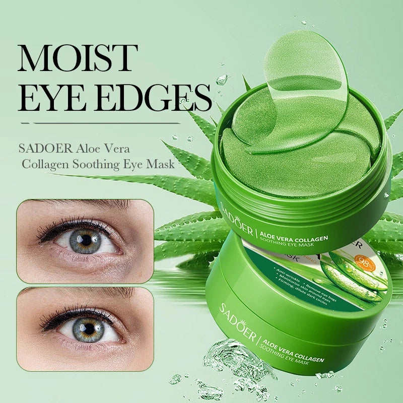 Aloe Vera Collagen Eye Mask - Hypoallergenic Alcohol-Free, Moisturizing Skin, Bright and Transparent Eye Mask Patches, Suitable for All Skin