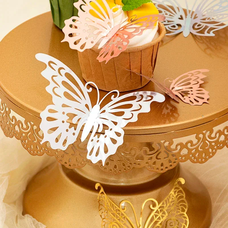 48pcs 3D Butterfly Wall Decor Wall Sticker, Gold Butterfly Decorations for Butterfly Birthday Party Cake Room Decorations