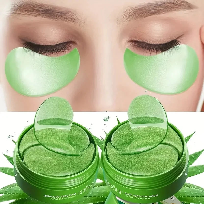 Aloe Vera Collagen Eye Mask - Hypoallergenic Alcohol-Free, Moisturizing Skin, Bright and Transparent Eye Mask Patches, Suitable for All Skin