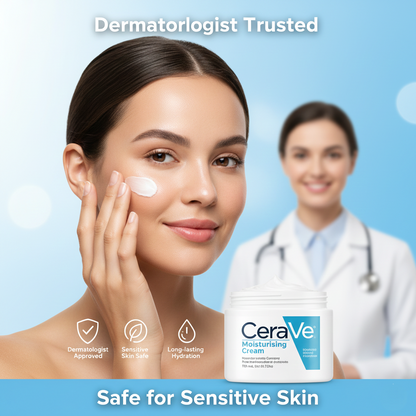 CeraVe Moisturizing Cream | Face & Body Hydration for Dry to Very Dry Skin | With Ceramides & Hyaluronic Acid – 24-Hour Moisture