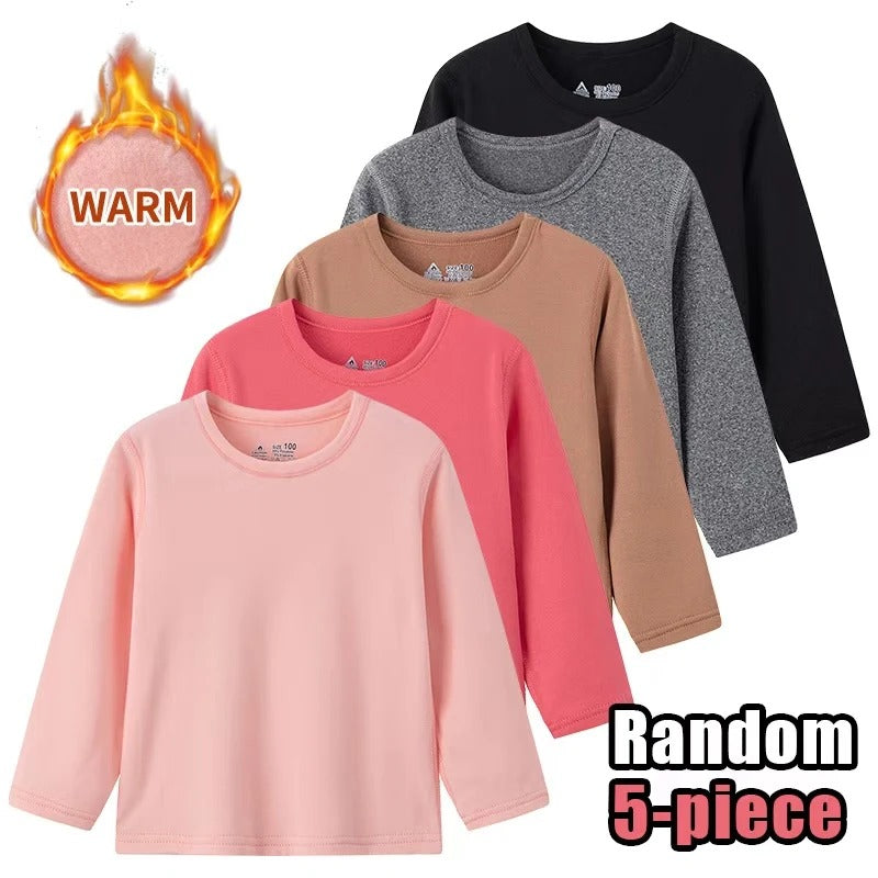 1/3/5 Pack Children's Solid Color Long Sleeve T-shirt Boys' Casual Joker bottoming shirt Girls' Comfortable Brothers and Sisters