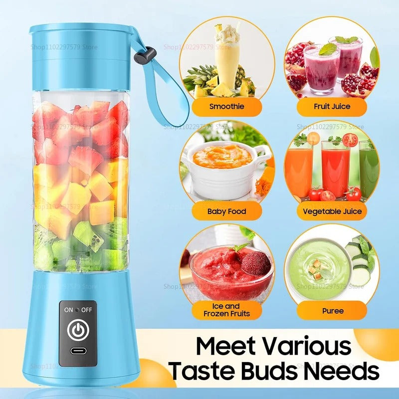 380ml Portable Electric Juicer Smoothie Blender USB Rechargeable Food Processor Mini Fruit Mixer for Travel Kitchen Workout