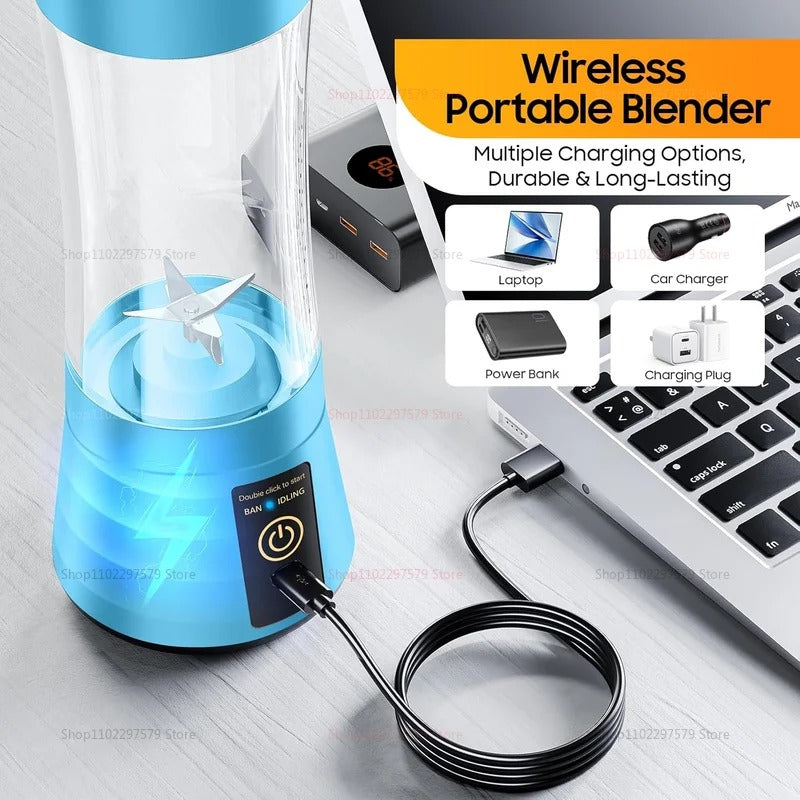380ml Portable Electric Juicer Smoothie Blender USB Rechargeable Food Processor Mini Fruit Mixer for Travel Kitchen Workout