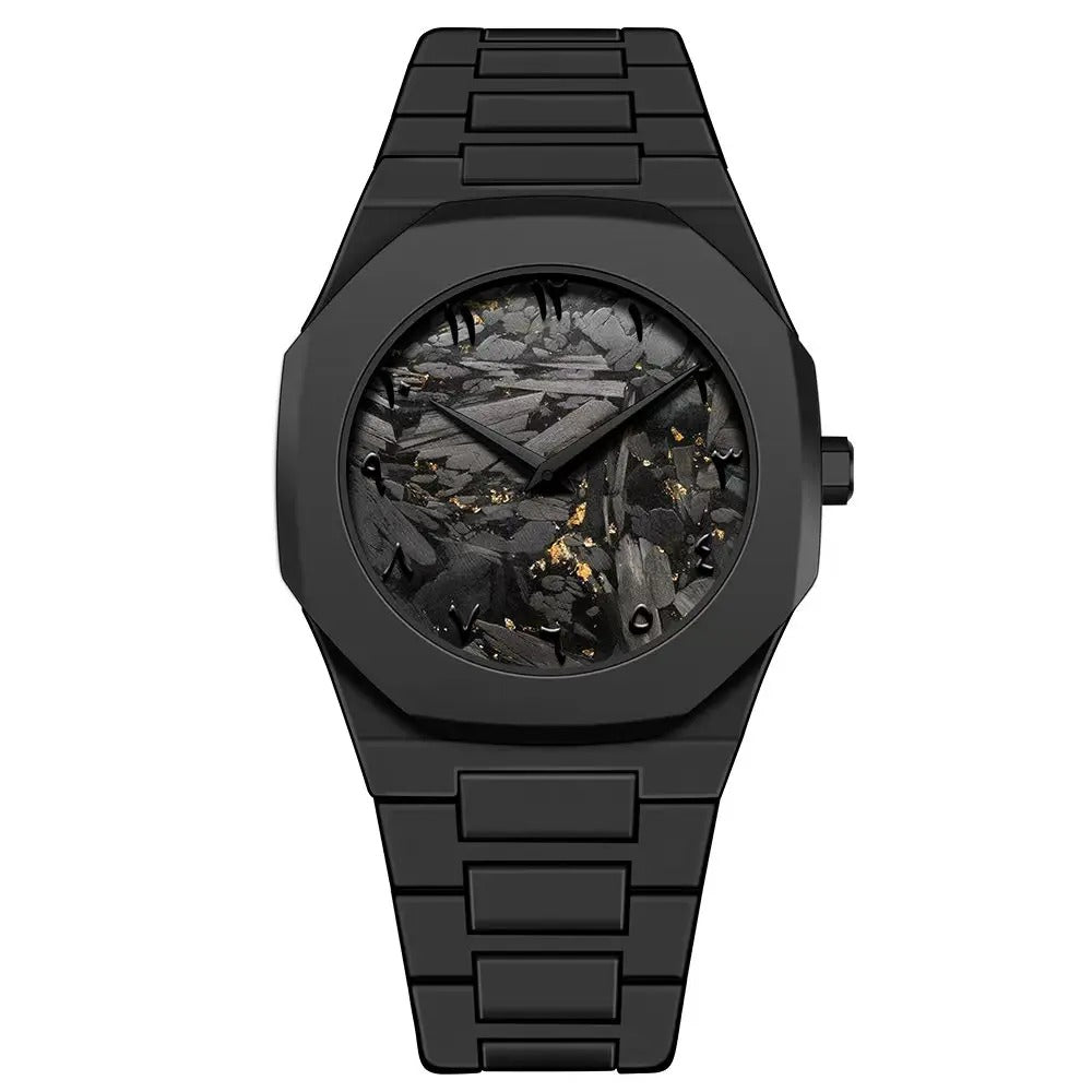 Men's Arabic Numeral Watch 3ATM Waterproof Ultra-thin Polycarbonate Case Unique Texture Quartz Watch High-end Feel